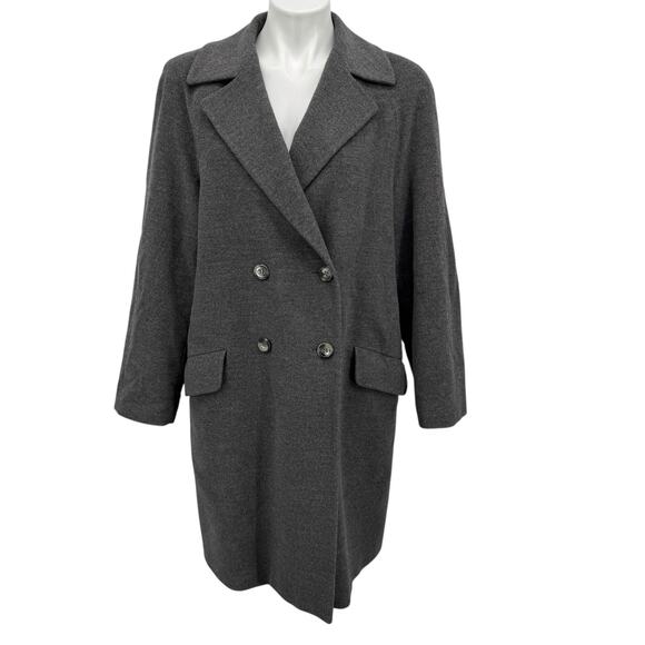Laurel by Escada Double Breasted Car Coat Wool Angora Women 40 M Grey Tailored - Picture 1 of 12